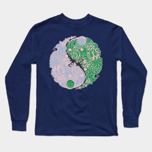 Yin Yang, corals - blue and green Long Sleeve T-Shirt